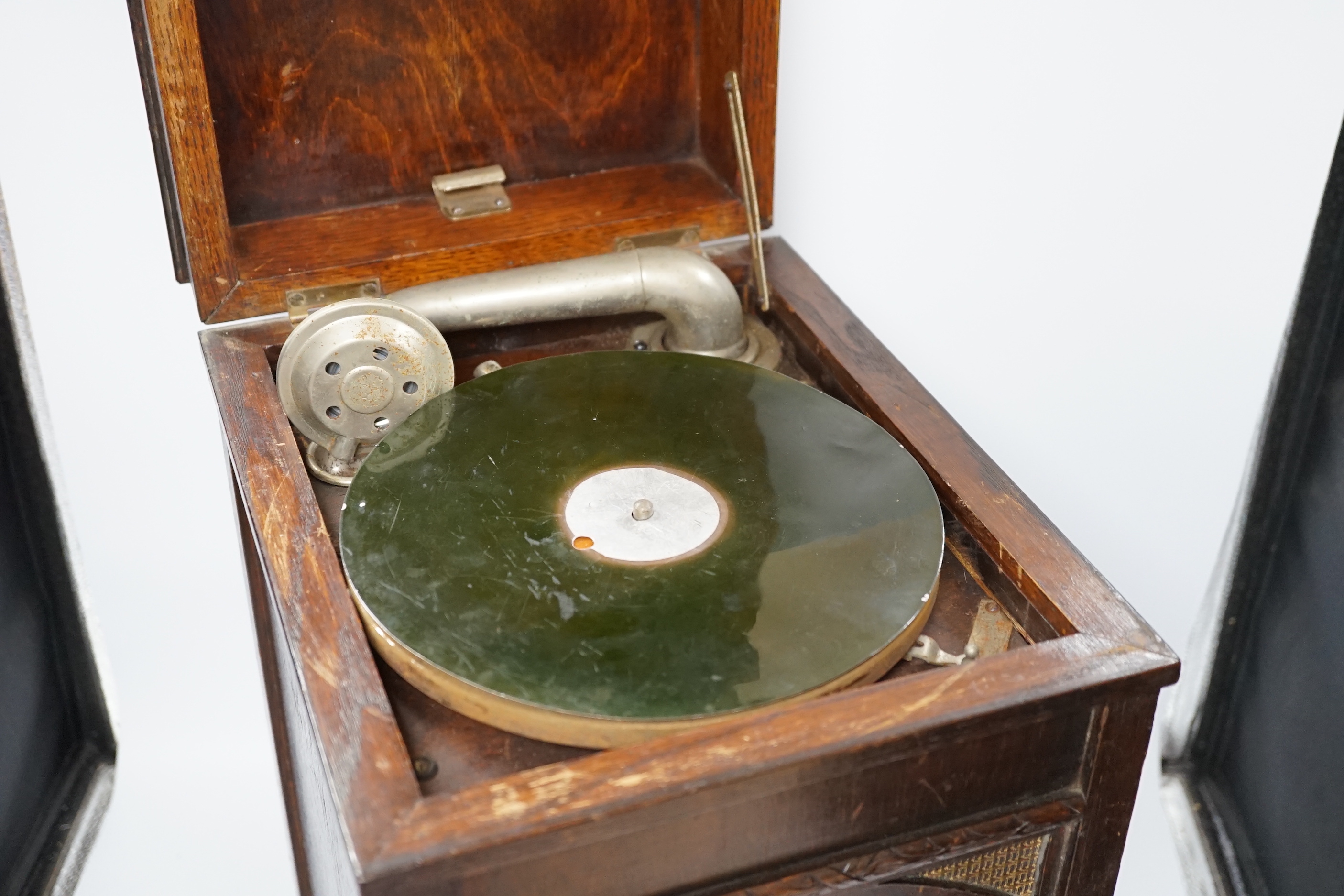 A small oak cased gramophone cabinet, 51cm